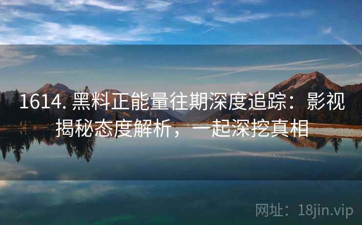 1614. 黑料正能量往期深度追踪：影视揭秘态度解析，一起深挖真相